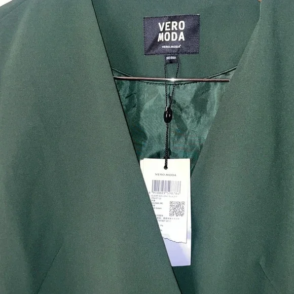 Vero Moda Dark Green 3/4 Sleeve Long Blazer, Women’s Size Medium - Picture 4 of 8